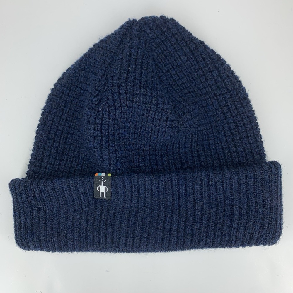 Smartwool Merino Wool Beanie Blue Rib Knit Cuffed One Size Hat Cap
